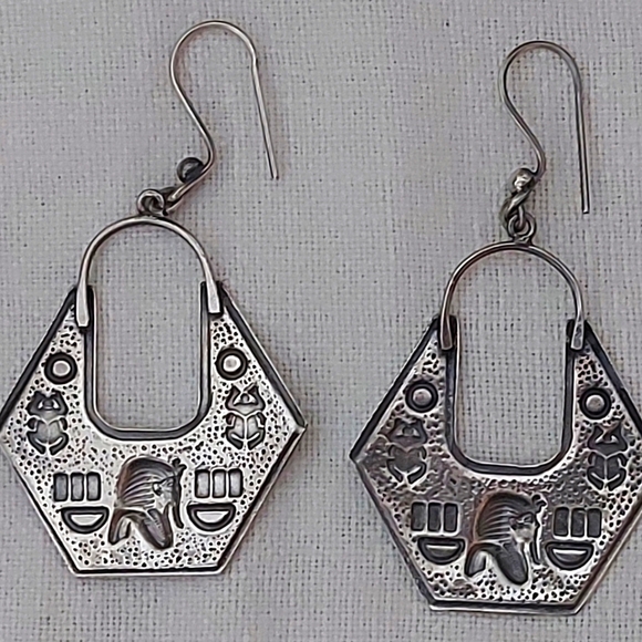 Egyptian Revival Dangle Earrings - Picture 5 of 5